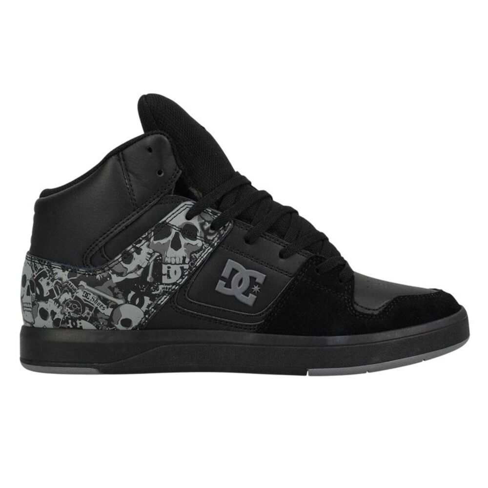 DC Mens Cure Skull Logo Suede Skate Shoes / Black/Gray